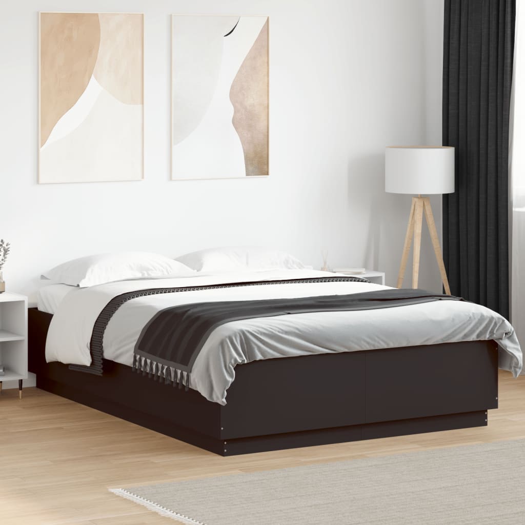 Bedframe bewerkt hout zwart 150x200 cm is nu te koop bij PeponiXL, paradijselijk wonen!