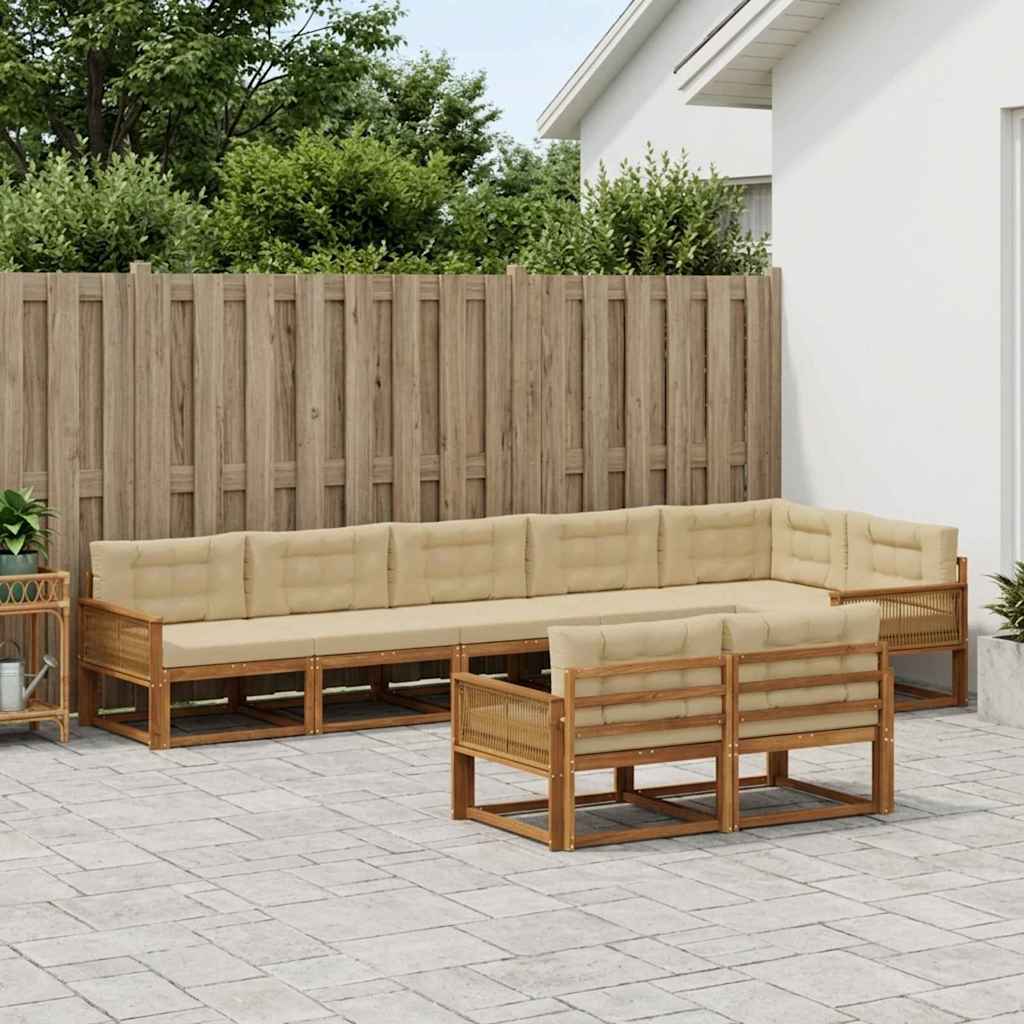 Buiten bankenset met kussen 8 pcs Natuurlijk en Beige is nu te koop bij PeponiXL, paradijselijk wonen!