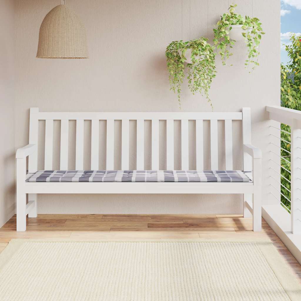 Tuinbankkussen 200x50x3 cm oxford stof ruitpatroon grijs is nu te koop bij PeponiXL, paradijselijk wonen!