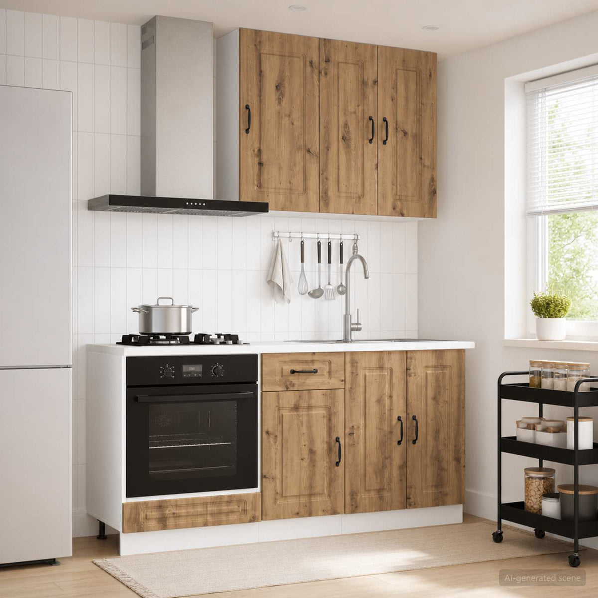 Keukenblok KALMAR 5 pcs Artisanaal eiken Bewerkt hout is nu te koop bij PeponiXL, paradijselijk wonen!