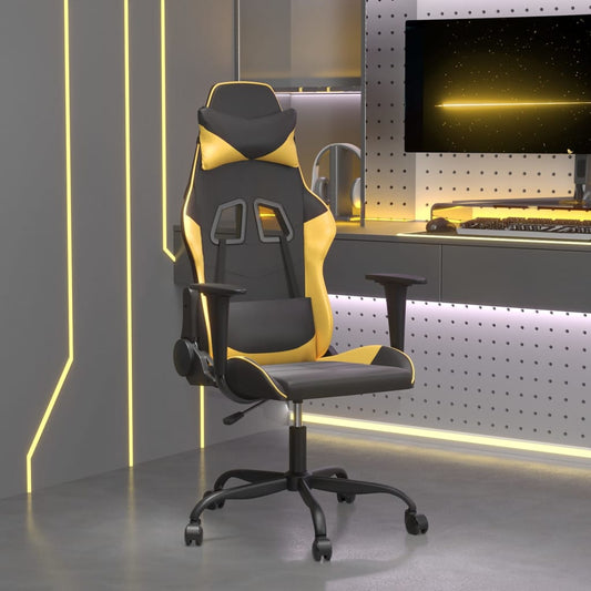Gamestoel kunstleer zwart en goud is nu te koop bij PeponiXL, paradijselijk wonen!