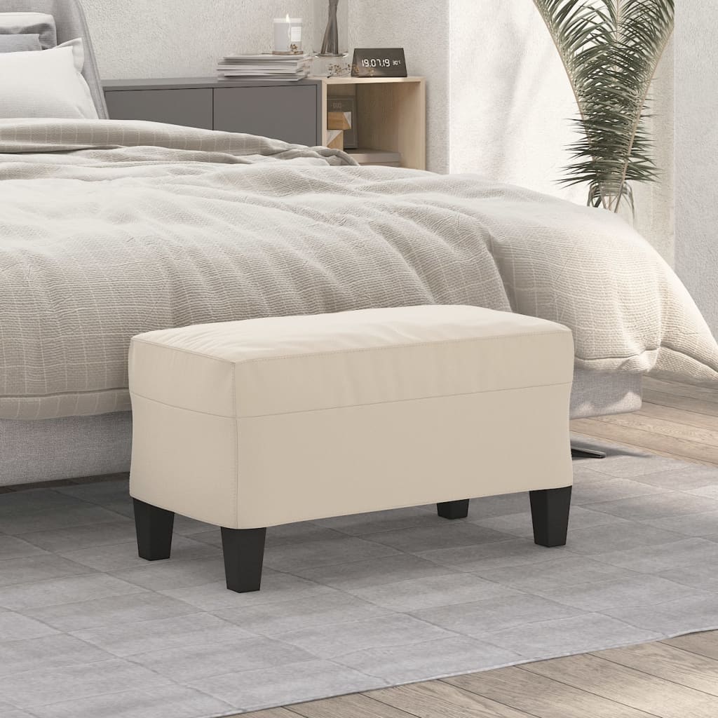 Bankje 70x35x41 cm microvezelstof crème is nu te koop bij PeponiXL, paradijselijk wonen!