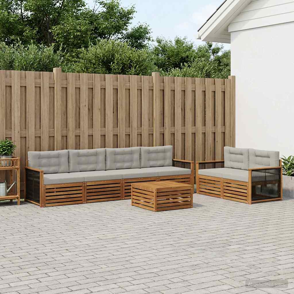 Buiten bankenset met kussen 7 pcs Naturel en lichtgrijs is nu te koop bij PeponiXL, paradijselijk wonen!
