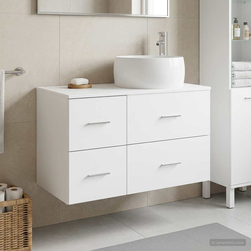 Badkamermeubelset 2 st Wit Bewerkt hout is nu te koop bij PeponiXL, paradijselijk wonen!