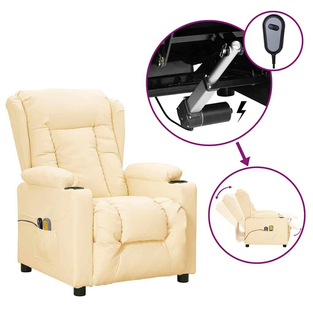 Massagestoel elektrisch kunstleer crèmekleurig is nu te koop bij PeponiXL, paradijselijk wonen!