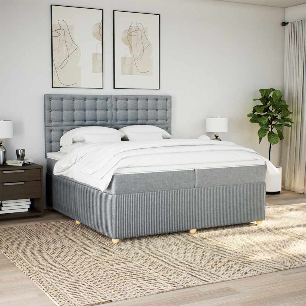 Boxspring met matras stof lichtgrijs 200x200 cm is nu te koop bij PeponiXL, paradijselijk wonen!