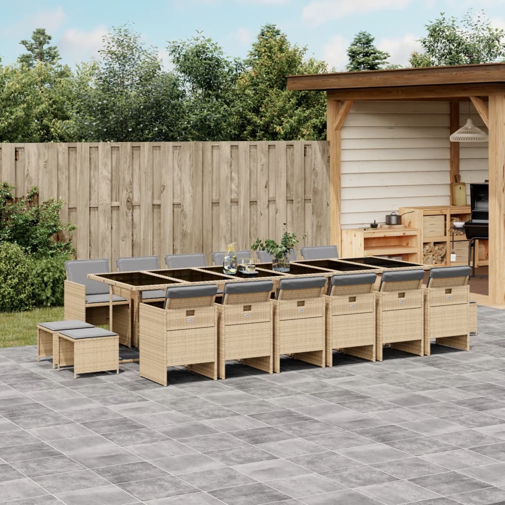 17-delige Tuinset met kussens poly rattan gemengd beige is nu te koop bij PeponiXL, paradijselijk wonen!