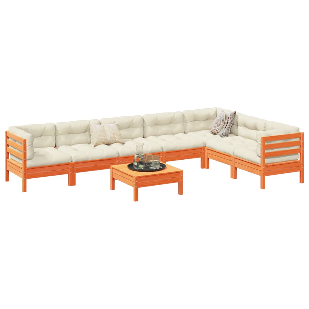 8-delige Loungeset met kussens massief grenenhout wasbruin is nu te koop bij PeponiXL, paradijselijk wonen!