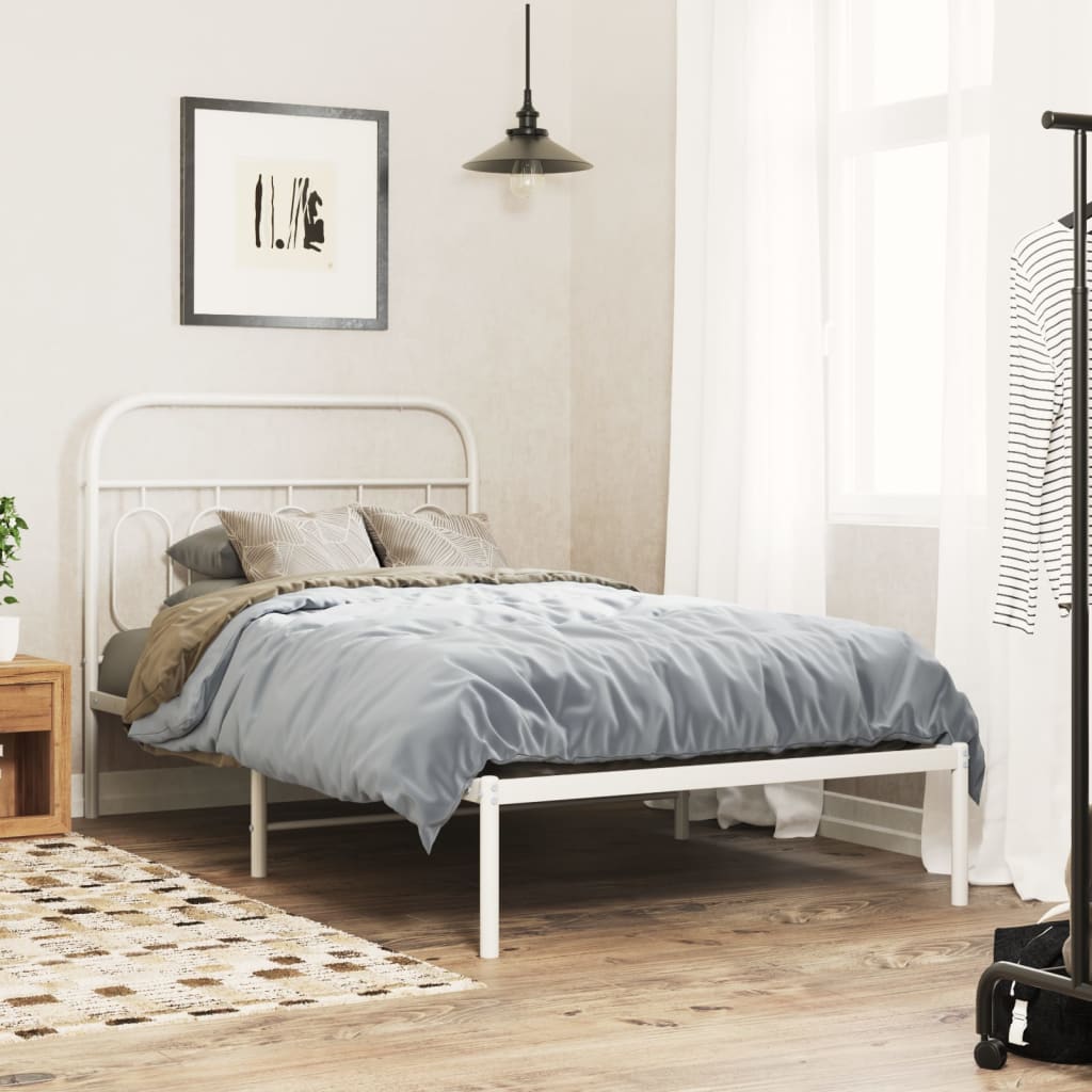 Bedframe met hoofdbord metaal wit 100x190 cm is nu te koop bij PeponiXL, paradijselijk wonen!