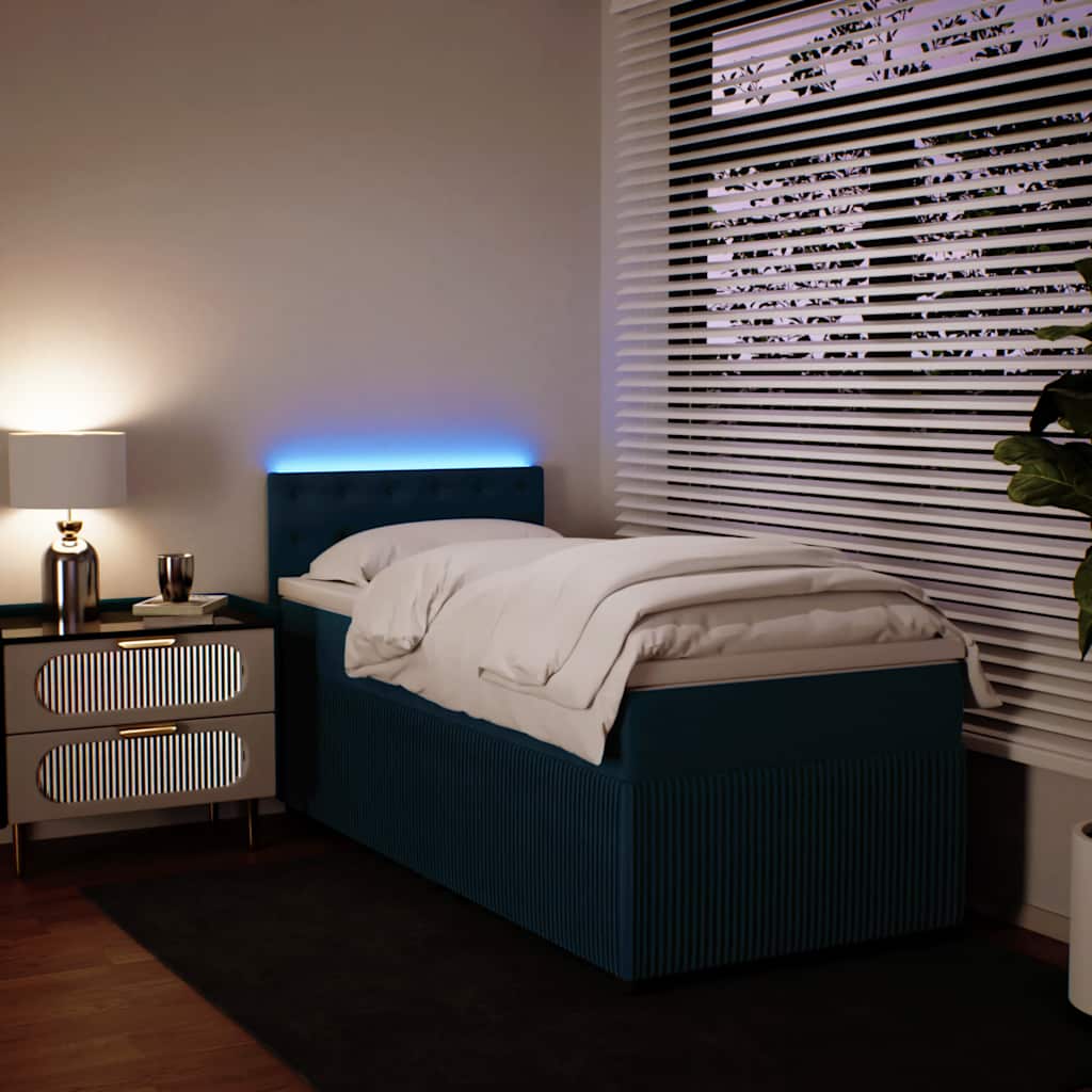 Boxspring met matras fluweel blauw 80x200 cm is nu te koop bij PeponiXL, paradijselijk wonen!