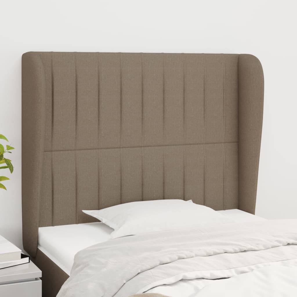 Hoofdbord met randen 83x23x118/128 cm stof taupe is nu te koop bij PeponiXL, paradijselijk wonen!