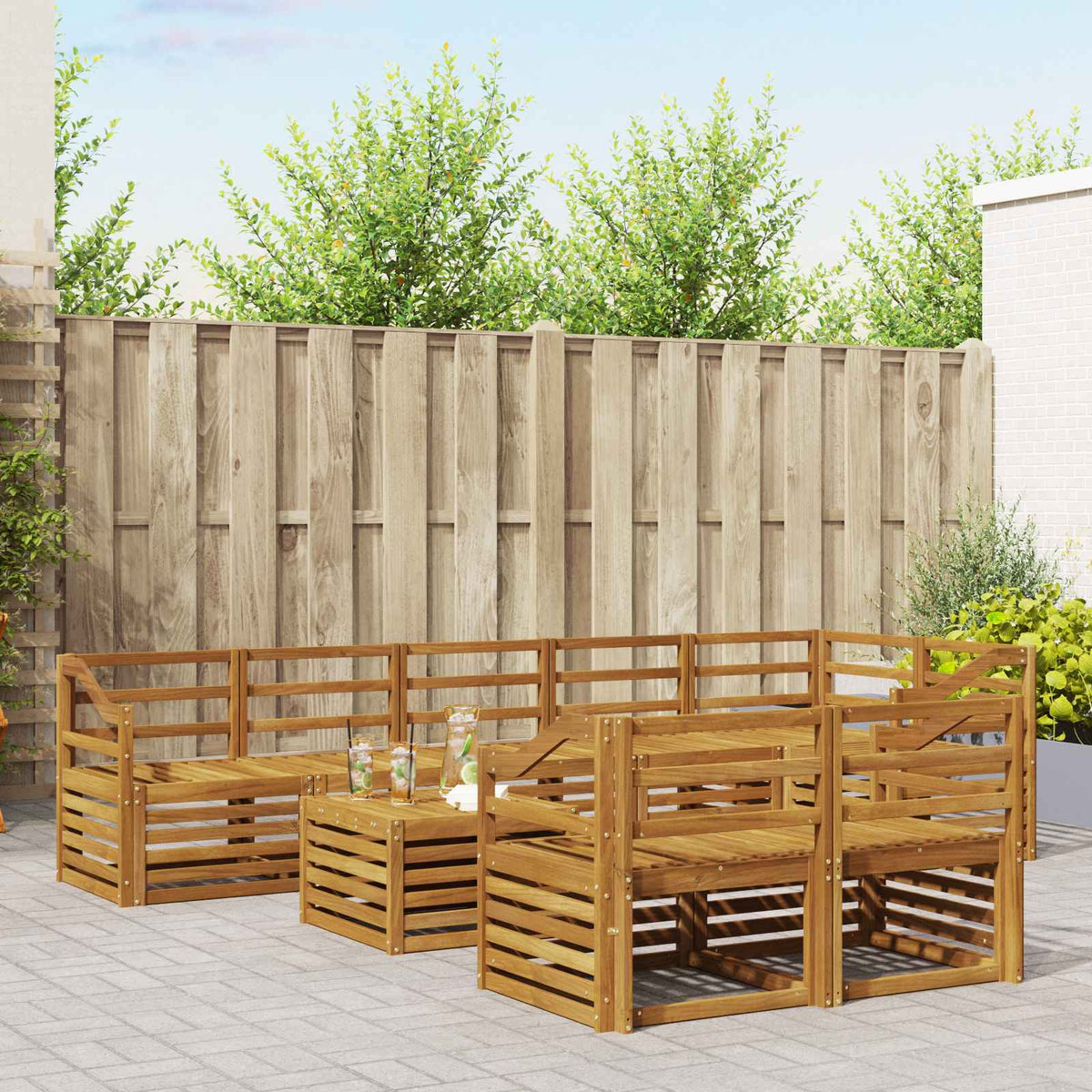 Sofa-Sets 9 pcs Naturel Massief Acaciahout is nu te koop bij PeponiXL, paradijselijk wonen!