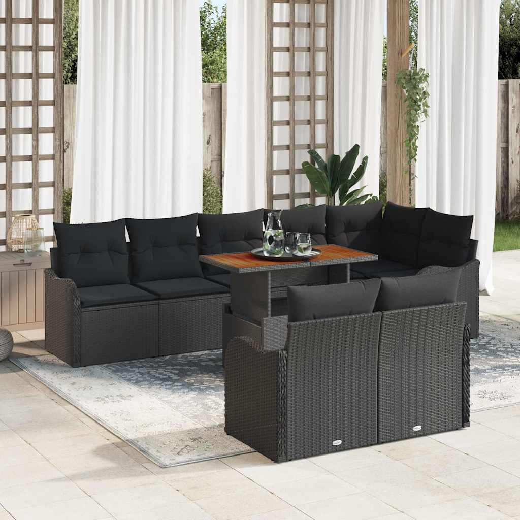 Tuin Sofa Set met opslag 9 pcs Zwart Poly riet is nu te koop bij PeponiXL, paradijselijk wonen!