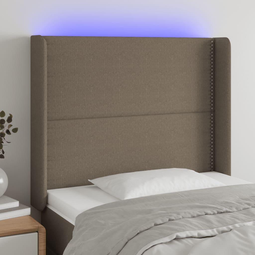 Hoofdbord LED 93x16x118/128 cm stof taupe is nu te koop bij PeponiXL, paradijselijk wonen!