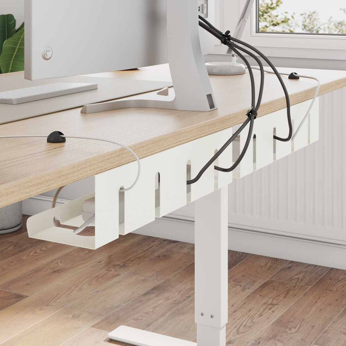 Kabelgoot voor onder bureau 2 st Wit 43 x 12 x 10 cm Staal is nu te koop bij PeponiXL, paradijselijk wonen!
