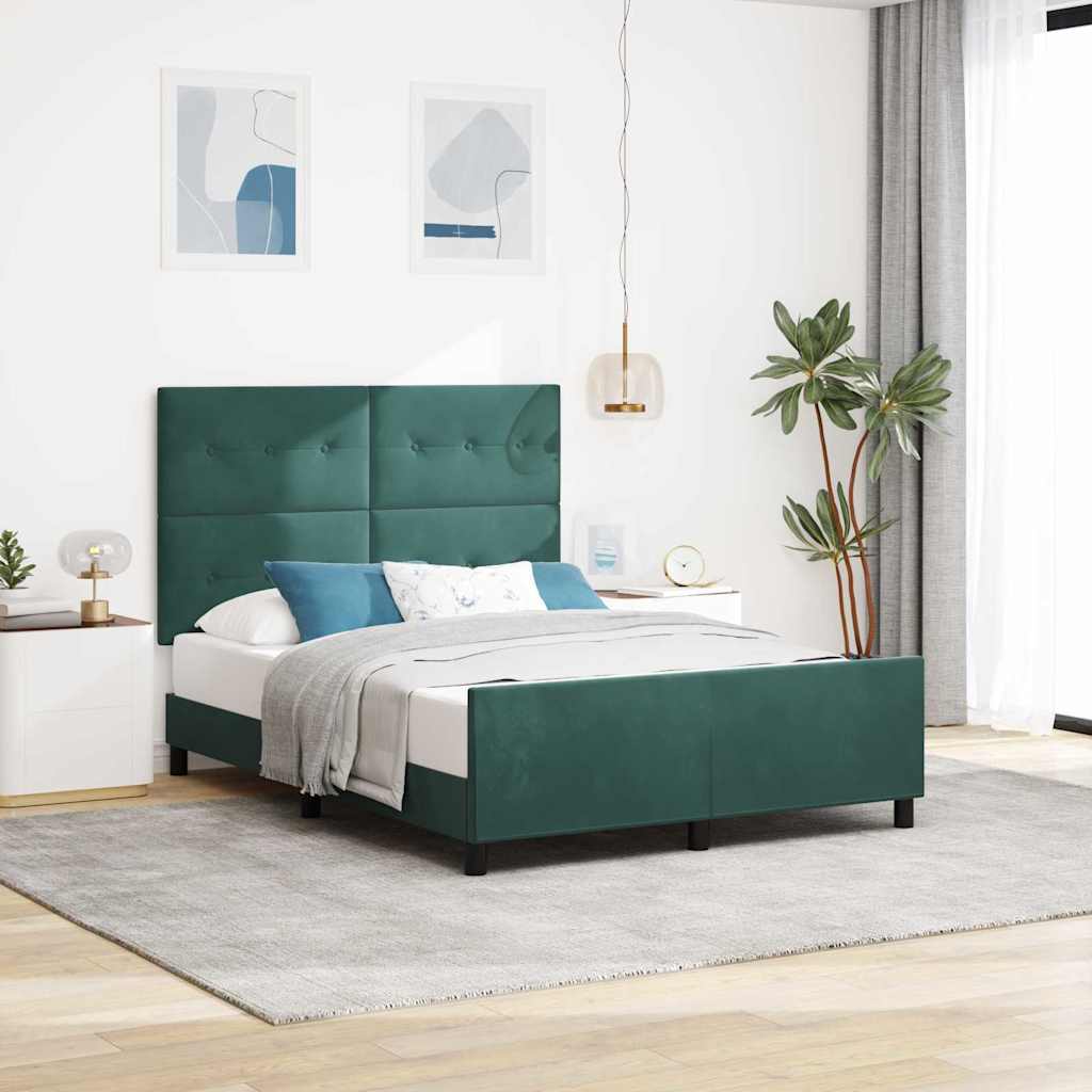 Boxspringbed met hoofdeinde Donkergroen 140 x 190 cm Fluweel is nu te koop bij PeponiXL, paradijselijk wonen!