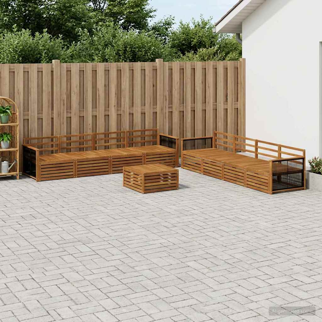 Buiten bankenset 9 pcs Naturel Massief Acaciahout is nu te koop bij PeponiXL, paradijselijk wonen!