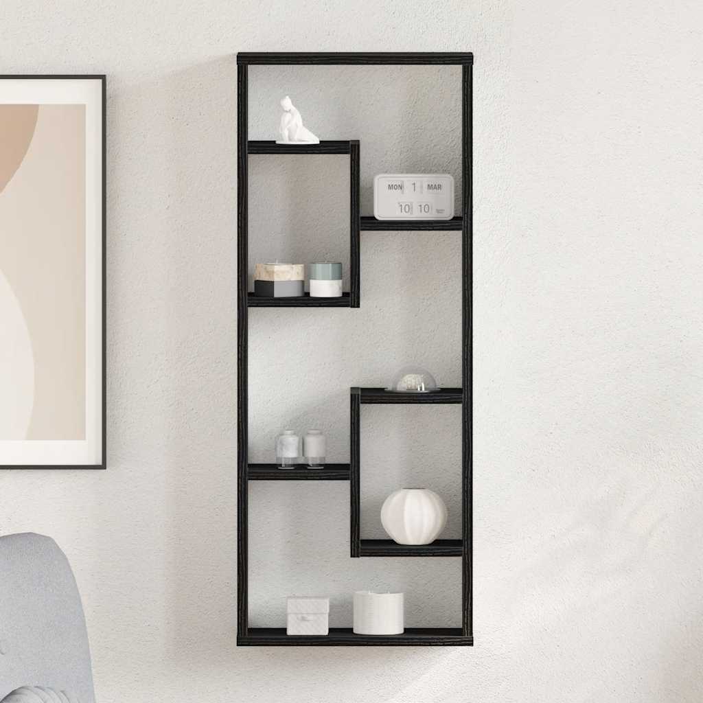 Wandplank Zwart Eiken 36x16x90 cm Bewerkt Hout is nu te koop bij PeponiXL, paradijselijk wonen!