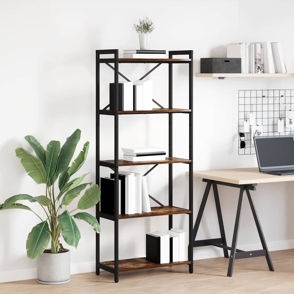 Boekenkast Gerookt eiken 60 x 30 x 155 cm Bewerkt hout is nu te koop bij PeponiXL, paradijselijk wonen!