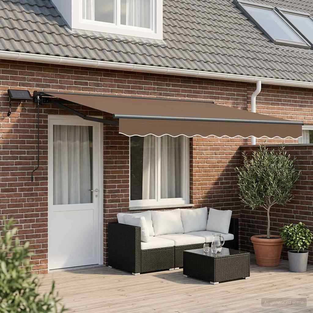 Handmatige Luifelhouder met LED's Taupe 4,5 × 3,5 m is nu te koop bij PeponiXL, paradijselijk wonen!
