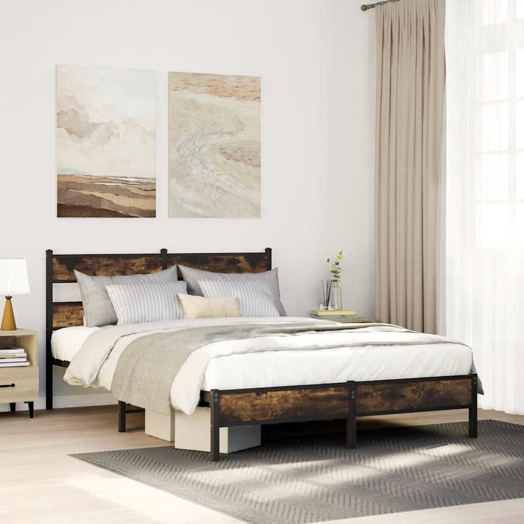 Bedframe zonder matras hout gerookt eikenkleurig 100x200 cm is nu te koop bij PeponiXL, paradijselijk wonen!