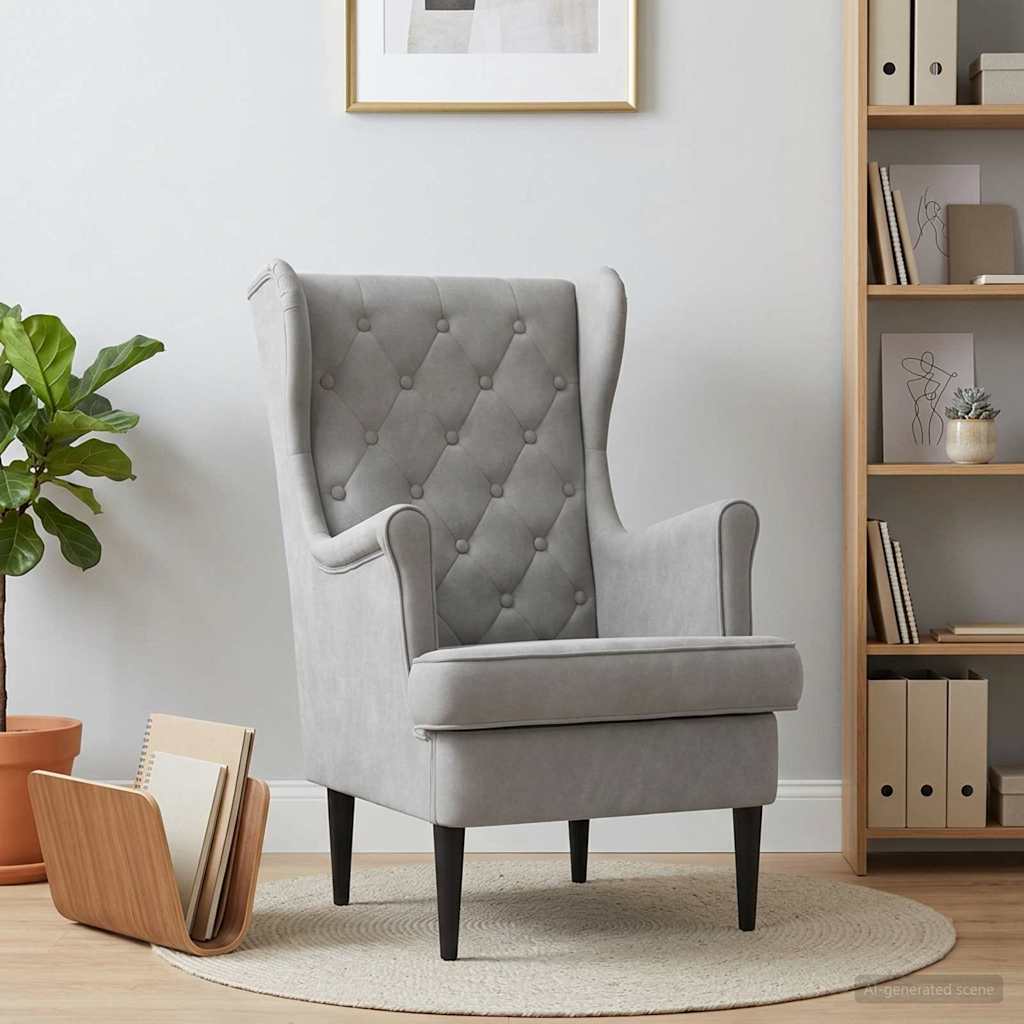 Fauteuil Lichtgrijs Fluweel is nu te koop bij PeponiXL, paradijselijk wonen!
