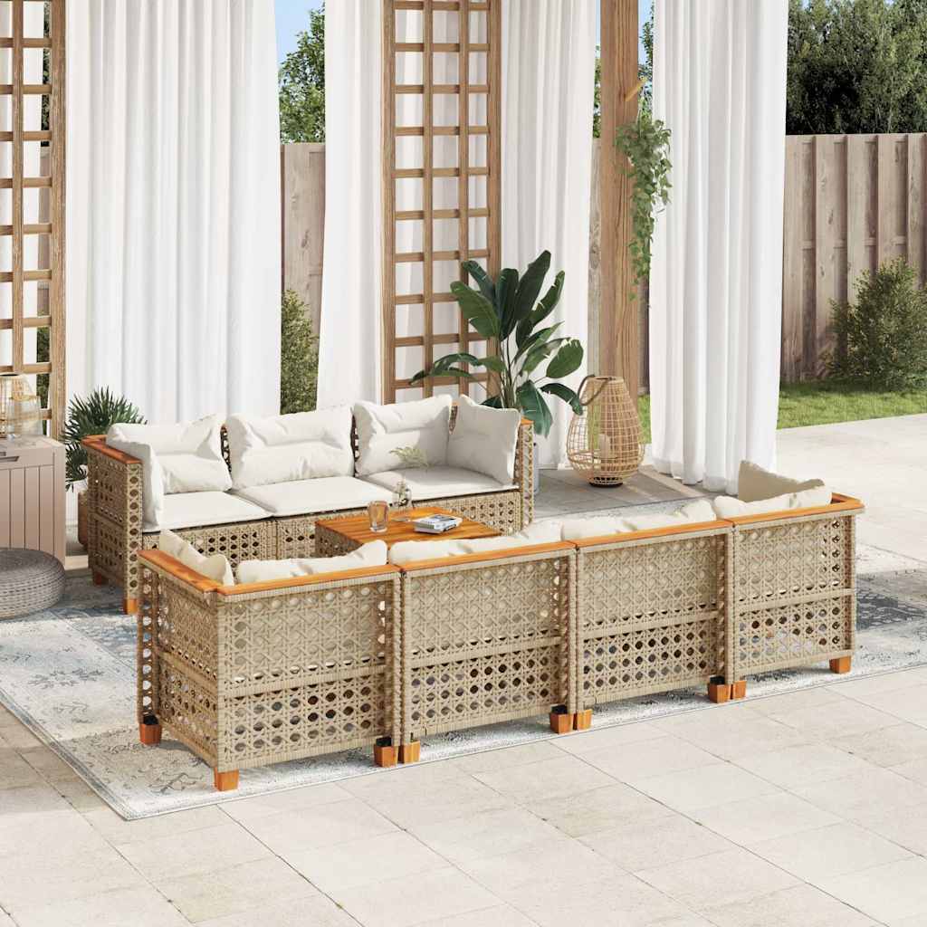 8-delige Loungeset met kussens poly rattan beige is nu te koop bij PeponiXL, paradijselijk wonen!