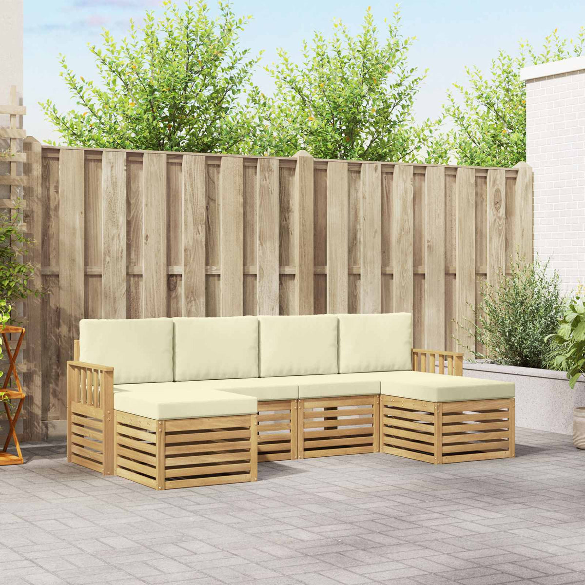 Buiten bankenset 6 pcs Wit en crèmekleurig 249 x 122,5 x 73 cm is nu te koop bij PeponiXL, paradijselijk wonen!