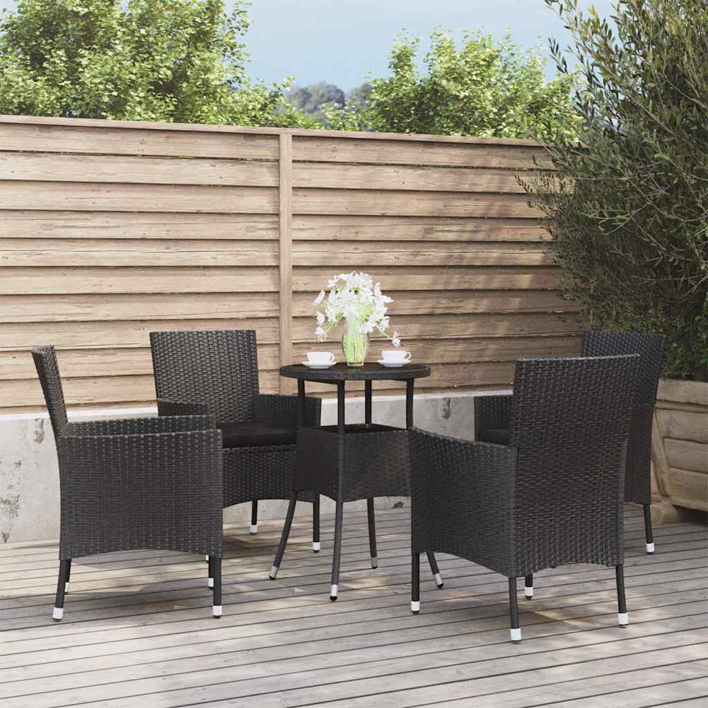 5-delige Bistroset met kussens poly rattan zwart is nu te koop bij PeponiXL, paradijselijk wonen!