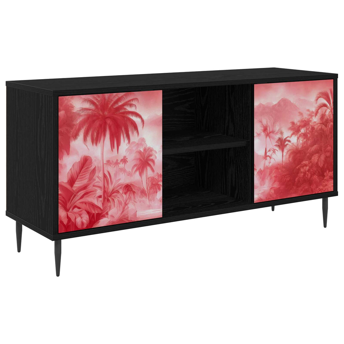 Tv-meubel AACHEN 102 x 33 x 51 cm Zwart eiken Bewerkt hout is nu te koop bij PeponiXL, paradijselijk wonen!