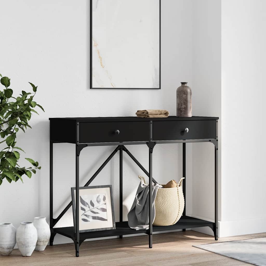 Wandtafel 100x39x78,5 cm bewerkt hout zwart is nu te koop bij PeponiXL, paradijselijk wonen!