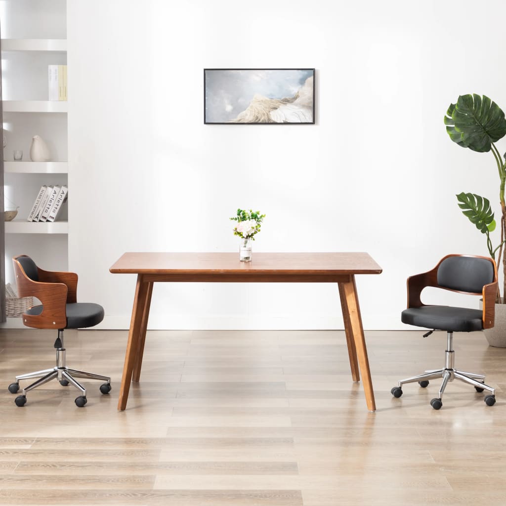 Eetkamerstoel draaibaar gebogen hout en kunstleer zwart is nu te koop bij PeponiXL, paradijselijk wonen!