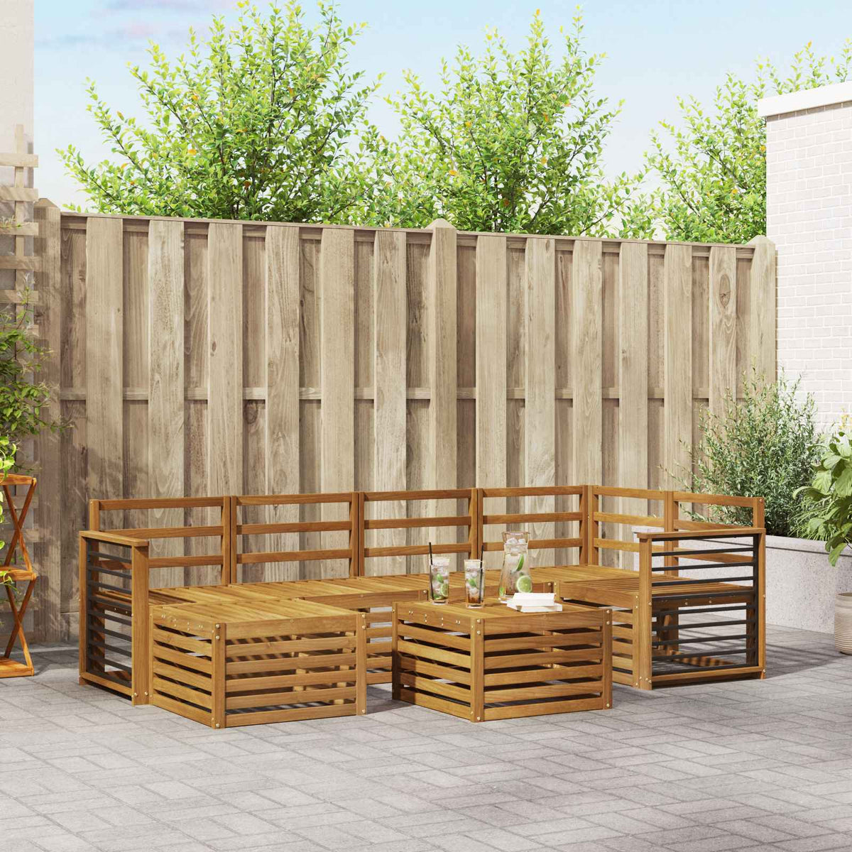 Sofa-Sets Naturel Massief Acaciahout is nu te koop bij PeponiXL, paradijselijk wonen!