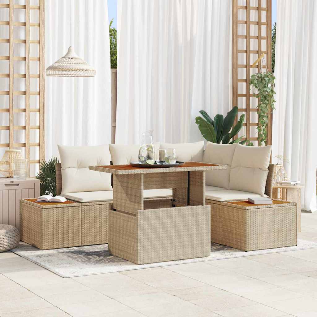 Tuinbankenset 5 st Beige en Crème is nu te koop bij PeponiXL, paradijselijk wonen!