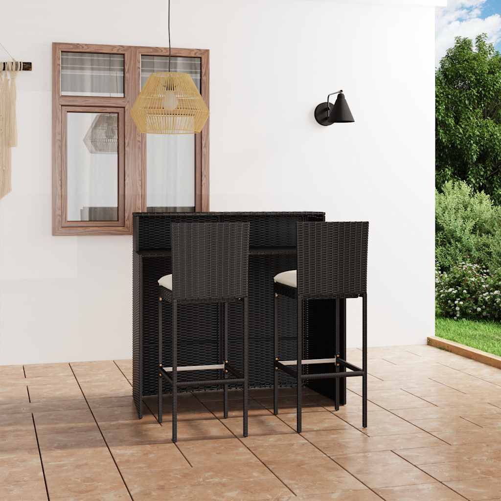 3-delige Tuinbarset met kussens zwart is nu te koop bij PeponiXL, paradijselijk wonen!