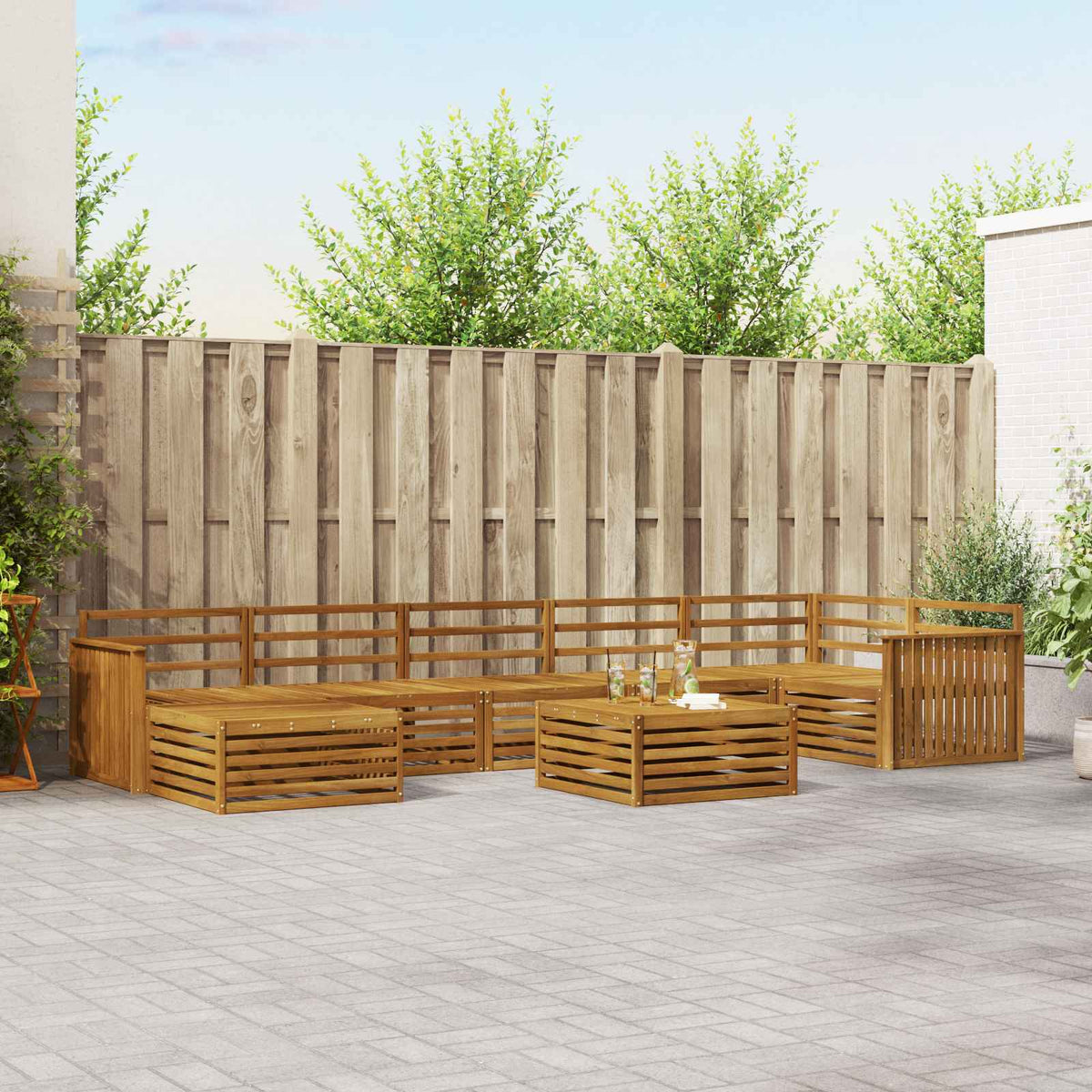 Buiten bankenset 8 pcs Naturel is nu te koop bij PeponiXL, paradijselijk wonen!