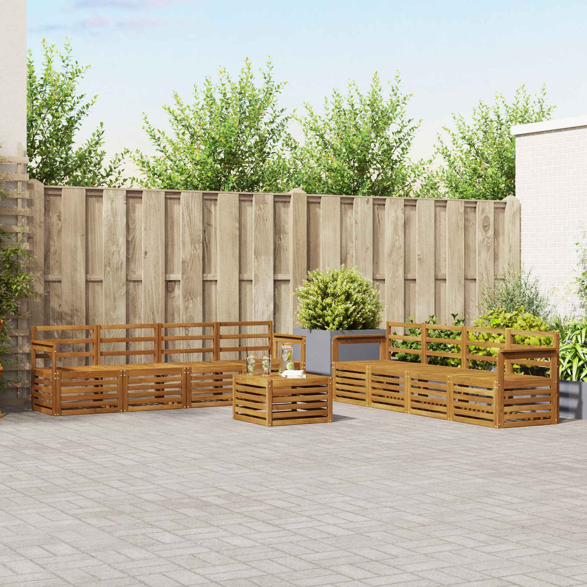 Sofa-Sets 9 pcs Naturel Massief Acaciahout is nu te koop bij PeponiXL, paradijselijk wonen!