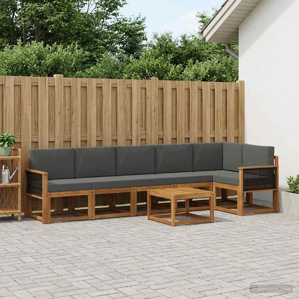 Buiten bankenset 7 pcs Natuurlijk en Antraciet Polyester is nu te koop bij PeponiXL, paradijselijk wonen!