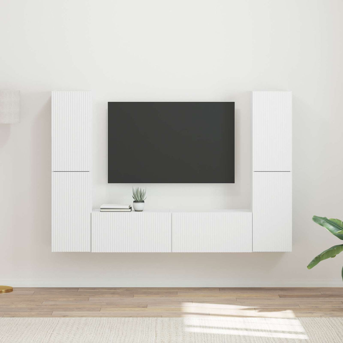 Tv-meubelset 6 pcs Wit Bewerkt hout is nu te koop bij PeponiXL, paradijselijk wonen!