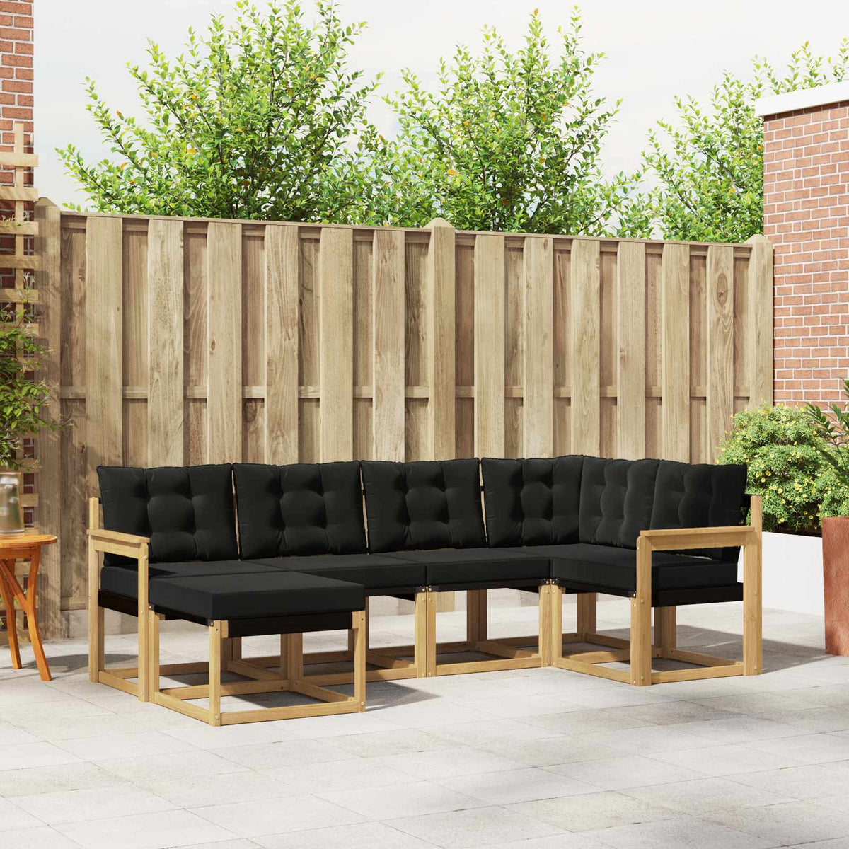 Buiten bankenset met kussen 6 pcs Wit en zwart is nu te koop bij PeponiXL, paradijselijk wonen!