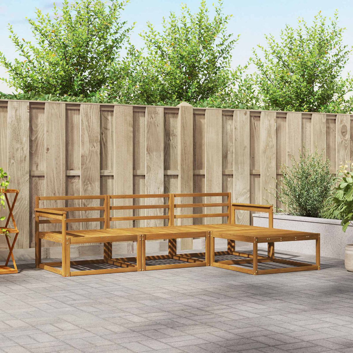 Buiten bankenset 4 pcs Naturel Massief Acaciahout is nu te koop bij PeponiXL, paradijselijk wonen!