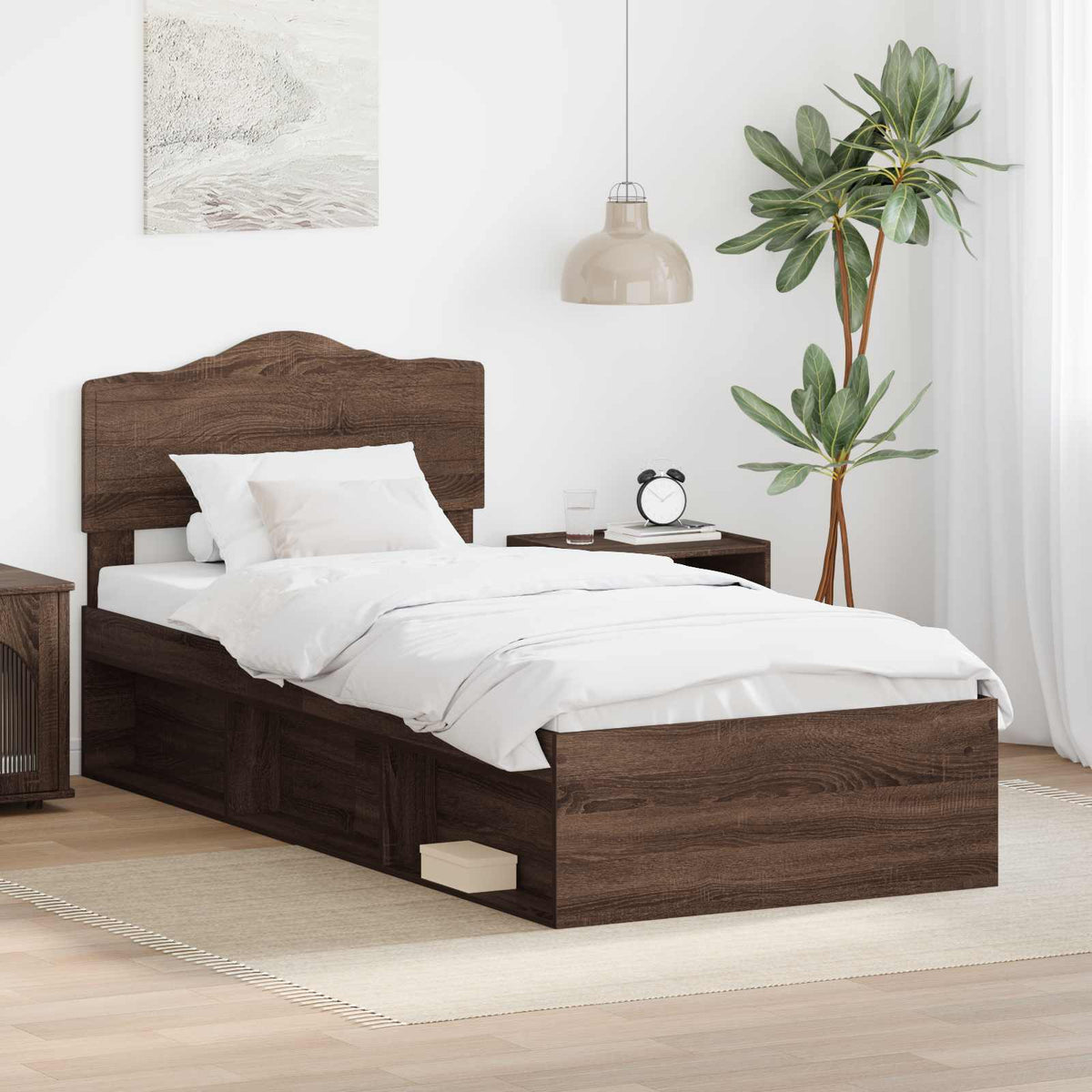 Bedframe Bruin Eiken 75 x 190 cm Massief grenenhout is nu te koop bij PeponiXL, paradijselijk wonen!