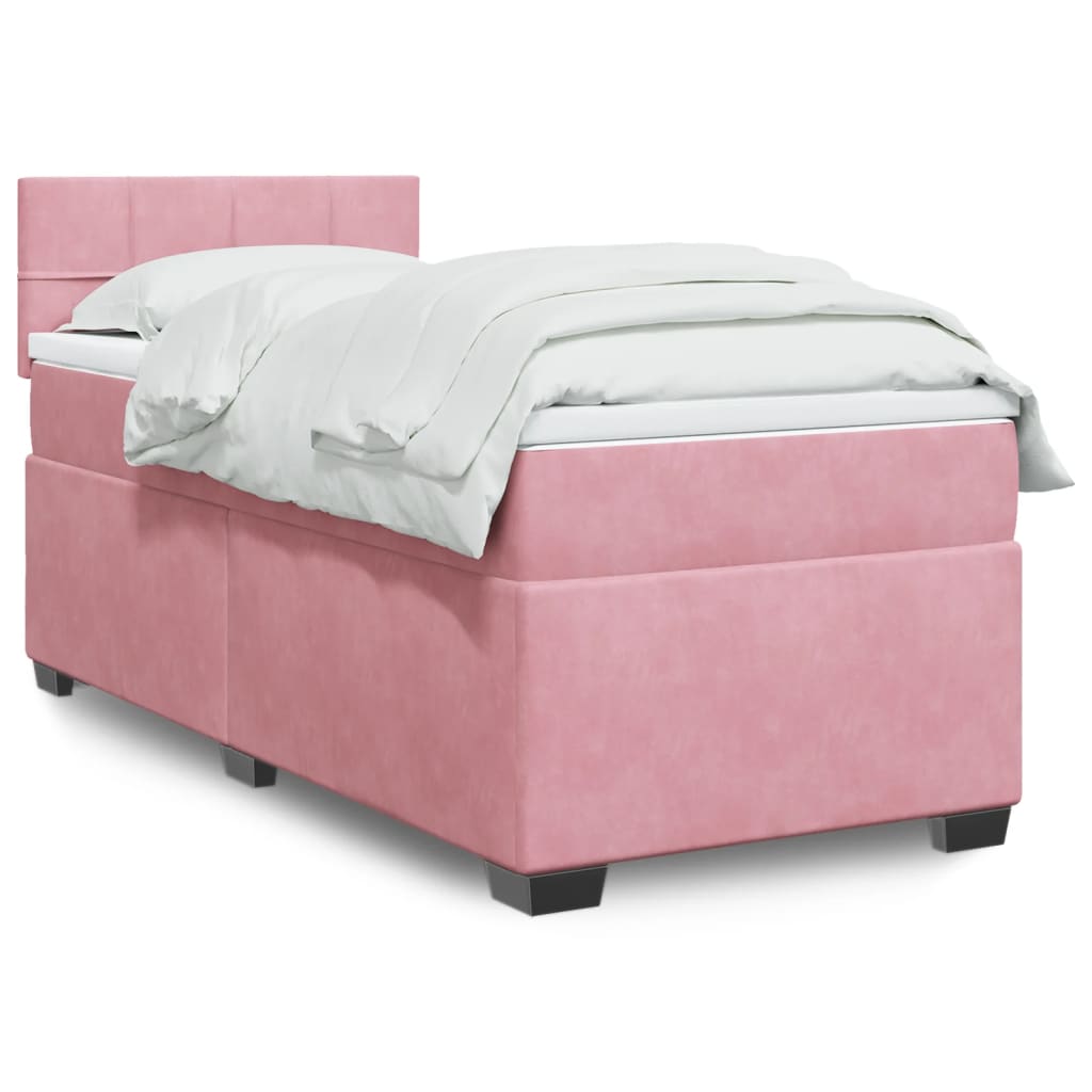 Boxspring met matras fluweel roze 80x200 cm is nu te koop bij PeponiXL, paradijselijk wonen!