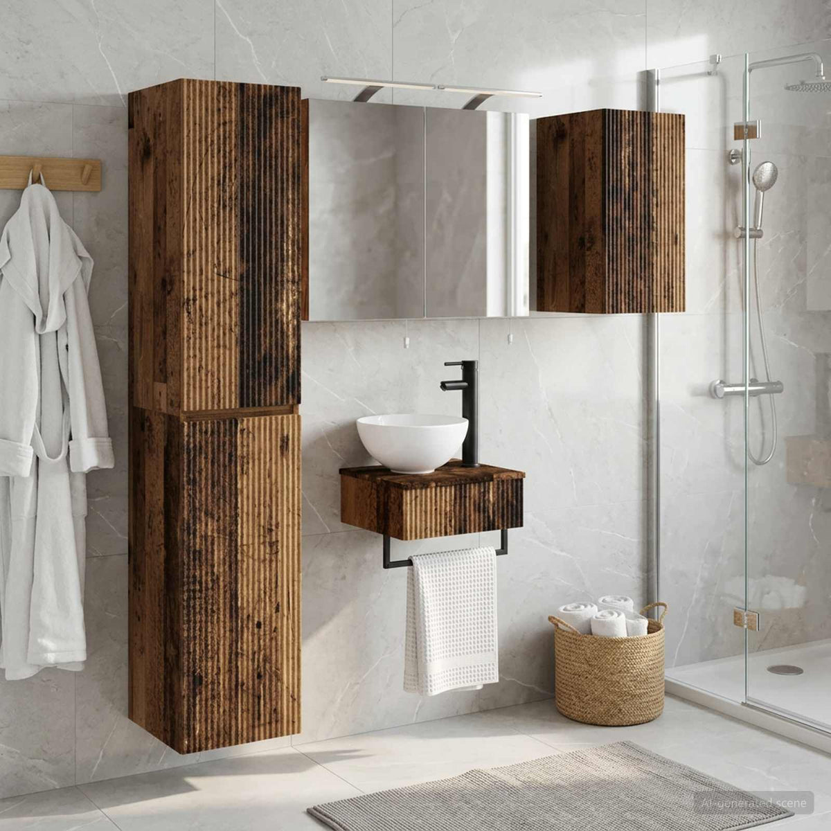 Badkamermeubelset 5 st Oud hout Bewerkt hout en glas is nu te koop bij PeponiXL, paradijselijk wonen!