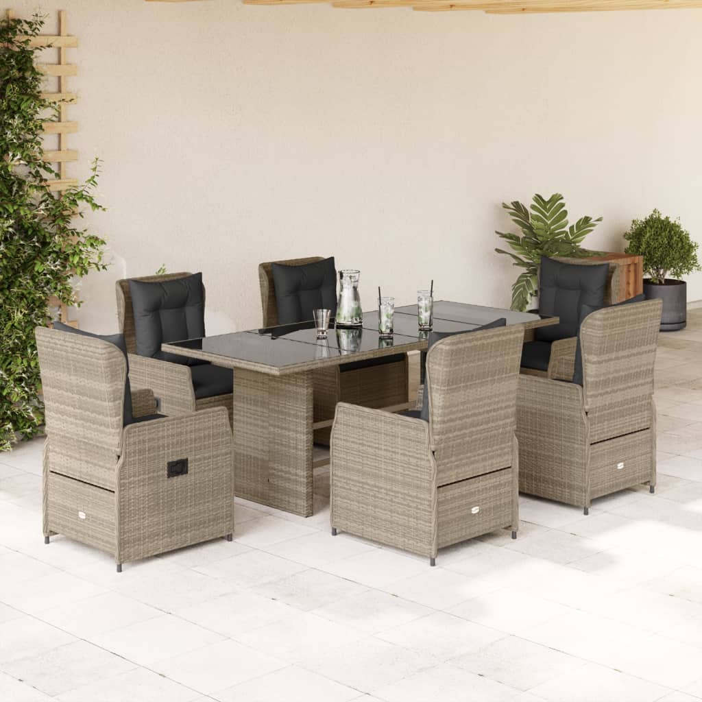 7-delige Tuinset met kussens poly rattan grijs is nu te koop bij PeponiXL, paradijselijk wonen!