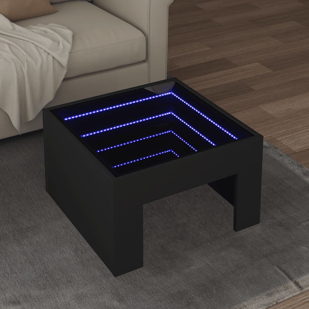Salontafel met Infinity LED 50x50x30 cm zwart is nu te koop bij PeponiXL, paradijselijk wonen!