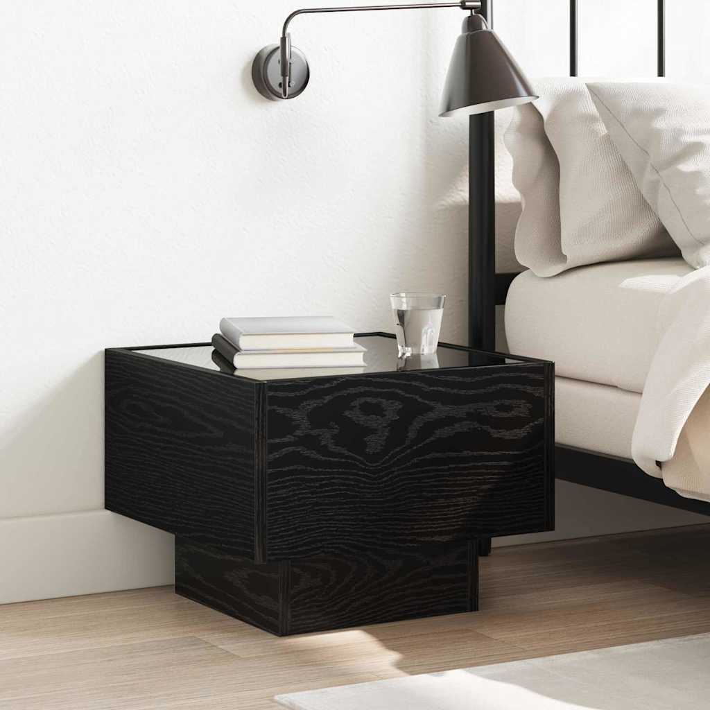 Salontafel Zwart Eiken 40 x 40 x 30 cm Bewerkt hout is nu te koop bij PeponiXL, paradijselijk wonen!