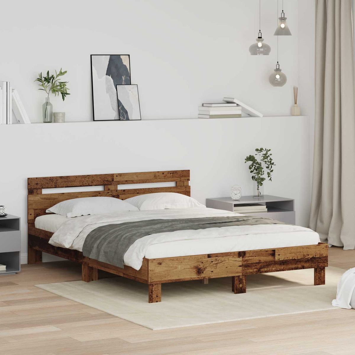 Bedframe Oudhout 140 x 200 cm Bewerkt hout is nu te koop bij PeponiXL, paradijselijk wonen!
