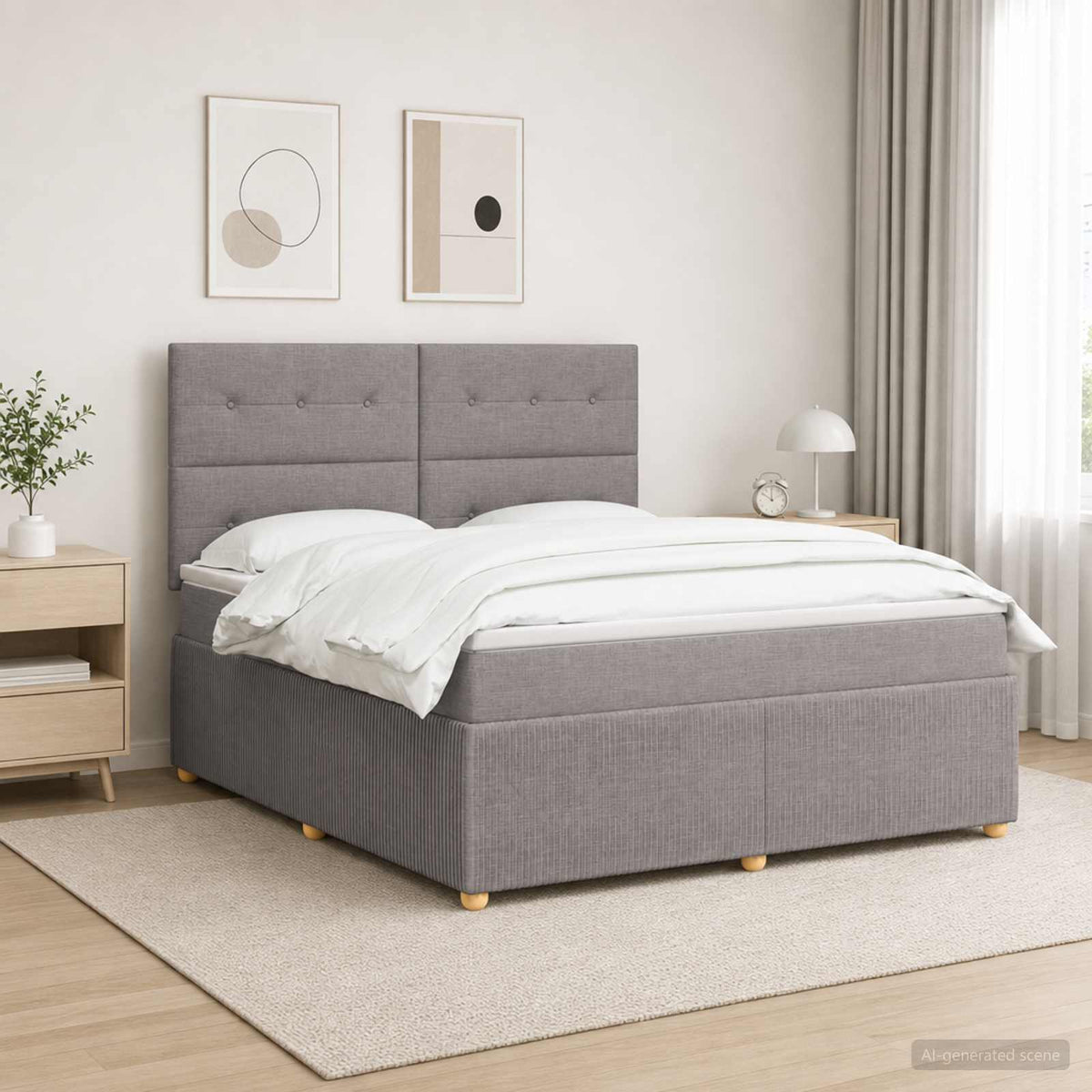 Boxspringbed met matras met hoofdeinde Taupe 180 x 200 cm Stof is nu te koop bij PeponiXL, paradijselijk wonen!