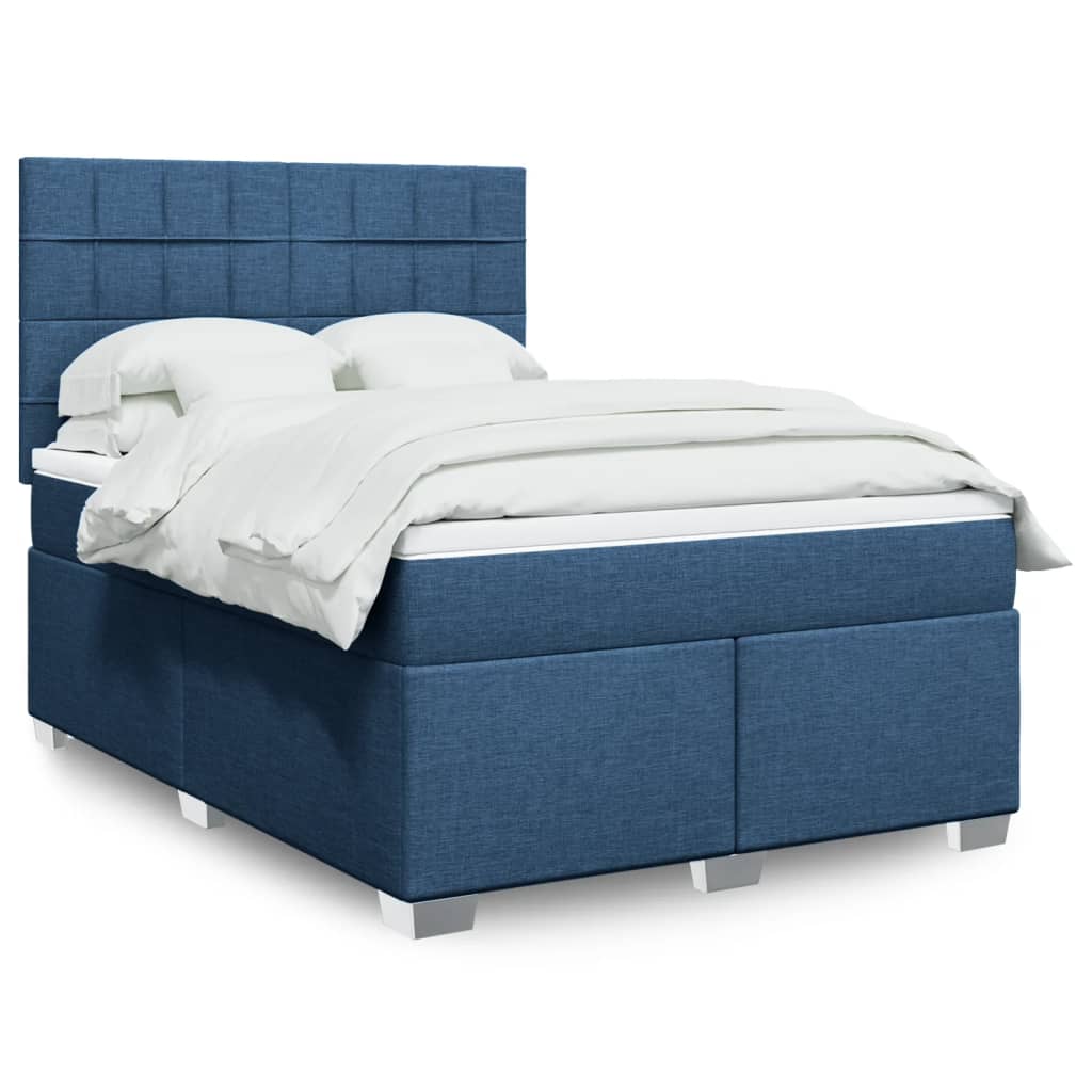 Boxspring met matras stof blauw 140x190 cm is nu te koop bij PeponiXL, paradijselijk wonen!
